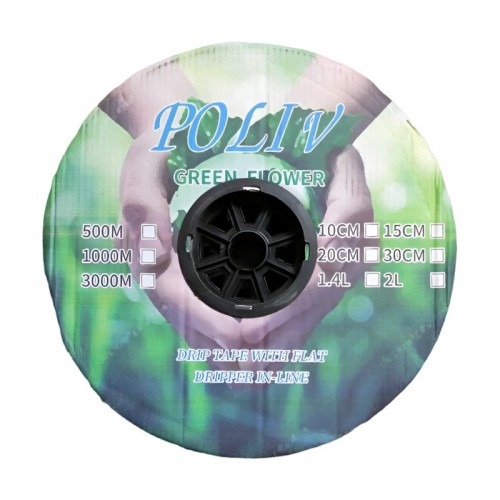 Крапельна стрічка POLIV Green Flower Емітер 6 mil 16мм 500м 15см 1.4л/год Крапельна стрічка POLIV Green Flower Емітер 6 mil 16мм 500м 15см 1.4л/год