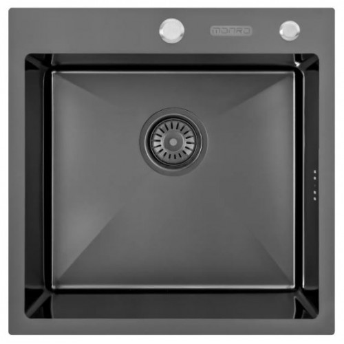 Мойка кухонная врезная Handmade MONRO 5050 (2.7/1.0/220) black с отверстием